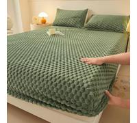 Dsnyu Velvet Fitted Sheet King, Womens Fitted Sheet Green Solid Color Pattern Soft Comfortable 59" W x 79" L