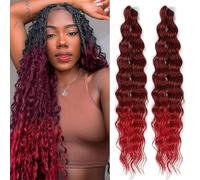 Dsoar 24 Inch Deep Twist Synthetic Braiding Hair 2 Tone Losse Wavy Curly Crochet Hair for Boho Braids 2 Bundles