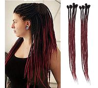 Dsoar 24inch Ombre Dreadlocks Extensions for Women/Men 10 Strands Synthetic Dreads Handmade Crochet Braiding Hair Jamaica Reggae Locs(Ombre Black and Burgundy)