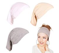 Dsoar 3 Pack Tube Bonnet Elastic Unisex Dreadlock Tube Sock Solid Color Hijab Caps Hip-Hop Braids Headwrap Cover Turban Hat