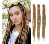 Dsoar Clip In Dreadlock Extensions 20 Inch 3PCS Handmade 0.6cm Synthetic Dreads with Clips Soft Crochet Loc Extensions(27#)