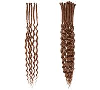 Dsoar Curly Ended Thin 0.6cm Dreadlock Extensions Synthetic Wavy Dreadlocks SE Dreadlock Extensions Soft Pre-looped Dreads 15 Strands, 20in/50cm, 15.0 count