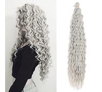 Dsoar Deep Twist Crochet Hair Water Wave Twist Hair Bundles Synthetic Curly Braiding Hair Extension Ombre Kinky Curl Braiding Hairpiece, 22Inch 3 Packs