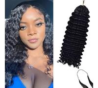 Dsoar Micro Crochet Human Hair Extensions 100g 18 inch Pre Looped Deep Wave Hair Bundle for Braiding Natural Color Curly Hair Extensions