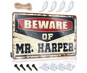 Dsoluuing Bar Posters Beware of Mr. Harper Tin Sign Tin Signs Personalized Man Cave Sign (Size : 20X30CM)