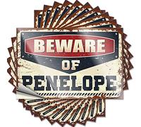 Dsoluuing Funny Bumper Stickers Beware of Penelope Funny Sticker 10 Pcs Halloween Car Stickers Bar Signs for Home Bar Wall (Size : 6X9CM)