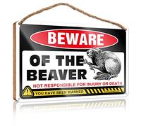 Dsoluuing Spring Porch Sign Beware of Beaver Wooden Sign Funny Signs for Man Cave Bathroom Wall Wood Sign (Size : 20X30CM)