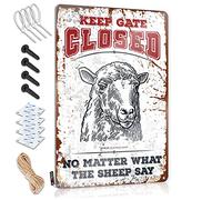 Dsoluuing Tin Signs Warning Keep Gate Closed No Matter What The Sheep Say Tin Sign Bar Mirrors for Man Cave Metal Signs for Bar (Size : 20X30CM)