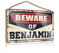 Dsoluuing Wood Signs for Home Decor Beware of Benjamin Wooden Sign Winter Signs for Home Decor Kitchen Wall Art (Size : 20X30CM)