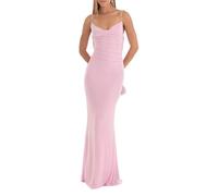 DSORVICD Women Summer Bodycon Maxi Dress Y2k Spaghetti Strap Low Cut Backless Long Dress Chic Cocktail Club Party Tank Dress, 23jn1pink1, S