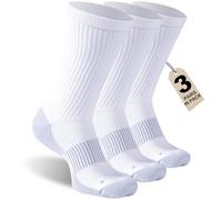 Dsource Copper Hiking Socks, Unisex Crew Cushioned Sole Arch Support Golf Running Compression Socks 6 Pairs, 3 Crew White Copper Socks, Small/Medium