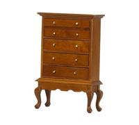 DSOUWEH Charming Dollhouse 5 Drawer Dresser Miniature Display Cabinet for Creative Play Enriching Bedroom Themes With Style Miniature Dollhouse Display