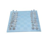 DSOUWEH Crystal Chess Set Game Features Stunning Family Fun Or Competitive Engagements Frosted Chess Board Set Crystal Adults Play Camping Trips Elegant Glass