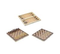 DSOUWEH Exciting 3 In 1 Wooden Game Set All Ages Includes Chess Checkers And Backgammon For Fun Times Together Wooden Chess Checkers Backgammon Set Portable 3