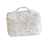 DSOUWEH Floral Makeup Bag Cotton Up Bag Practical Lightweight Every Makeup User On Move Quilted Wash Organizer Pouch for Womens Ladies Lipstick Travel, Pink, 25x16x15.5cm