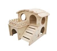 DSOUWEH Hamster Hideout Is Made Of Wood With Smooth Rounded No Burrs Reliable Dwarf Hamster Cabin Rat Gerbils Lemmings House Built Materials To Long Lasting, Wood color, 14x13x12.5cm