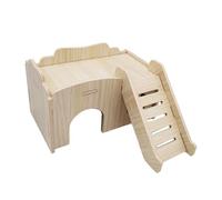 DSOUWEH Hamster Hideout Is Made Of Wood With Smooth Rounded No Burrs Reliable Dwarf Hamster Cabin Rat Gerbils Lemmings House Built Materials To Long Lasting, Wood color, 17x18.5x10cm