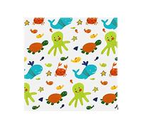DSOUWEH Highchair Splat Mat Baby Playmat Non-Slide Carpet Cartoon Printed Washable Foldable Soft Polyester Waterproof Indoor, sea World, 110 * 110cm