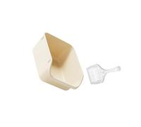 DSOUWEH Open Top Semi Enclosed Cat Litter Tray Provides Secluded Space With Durable Preventing Litter Mess Has Low Front Drainage Str Nonstick Pan Cat, Beige, 39x29.5x17cm