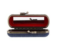 DSOUWEH Retro Iron Clip Button Lipstick Case - Unique and Functional Lipstick Holder Case with Mirror Jewelry Accessories Etc Holder Purse Lip Stick Lip, Dark Blue