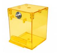 DSOUWEH Space Saving Clear Money Box And Clear Lock Box Ensures Easy Access To Bird Cage Bath And Fun Tip Activities Raffle Budgies And Finches, yellow