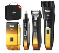 DSP 4-in-1 Men's Grooming Kit, Manscape Adjustable Hair Clipper, Body Trimmer, Nose Hair Trimmer & Foil Shaver, IPX7 Waterproof, LED Display, Cordless for Face & Body, for Home, Gift for Men
