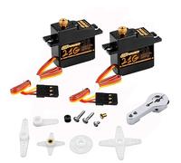 DSPOWER 2PCS 21G Mini Digital Servo, Steering Gear Full Metal Gear Micro RC Servos Motor Kit with 25T Servo Horn for 1/18 1/16 1/14 RC Car Model Boat Fixed-Wing Helicopter Airplane Robot Toy