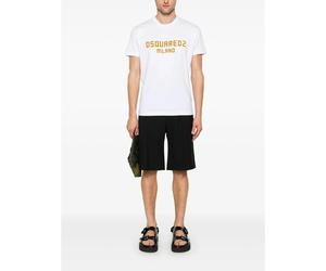 Dsquared Flocked Logo Milano T-Shirt in White - M - White