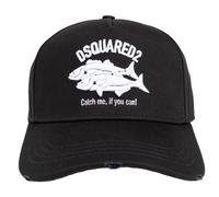 Dsquared2 Black Canvas Baseball Cap Catch Me if You Can Unisex