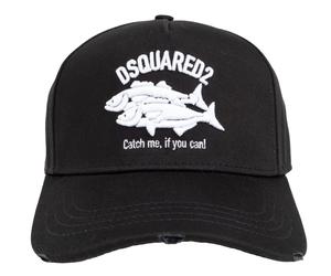Dsquared2 Black Canvas Baseball Cap Catch Me if You Can Unisex