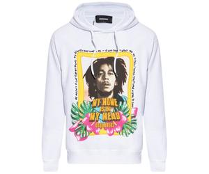 Dsquared2 Cool Fit Bob Marley Logo White Hoodie - XL
