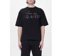 DSQUARED2 Cotton T-shirt with Multicolour Embroidered Logo and Dropped Shoulders - Size: XS - male