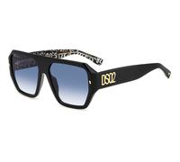 Dsquared2 D2 0128/S TAY/08 Man Sunglasses Acetate Black Blue Squared Normal Shaded