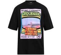 Dsquared2 Double Pipeline Masters Design Skater Fit Black T-Shirt