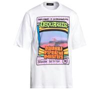 Dsquared2 Double Pipeline Masters Design Skater Fit White T-Shirt - L - L