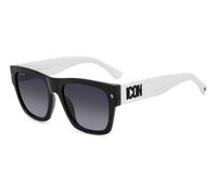 Dsquared2 ICON 0004/S P56/9O Man Sunglasses Acetate Black/white Grey Squared Shaded