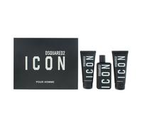 DSquared² Icon Pour Homme Gift Set 100ml EDP + 100ml Shower Gel + 100ml Aftershave Balm