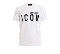 DSQUARED2 Icon Print White Jersey T-Shirt Bianco Uomo XL
