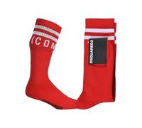 Dsquared2 ICON Stripes Logo Sports Socks, Red/white - UK 6-7