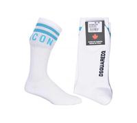 Dsquared2 ICON Stripes Logo Sports Socks, White/blue - UK 6-7