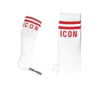 Dsquared2 ICON Stripes Logo Sports Socks, White/red - UK 8-9