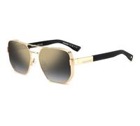 Dsquared2 Man D2 0083/S RHL/FQ Sunglasses Metal Gold / Black Silver Squared Mirrored Shaded
