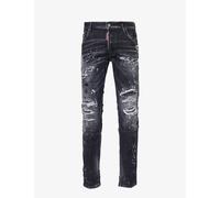 Dsquared2 Mens Black Paint-splatter Regular-fit Stretch-denim Jeans 32