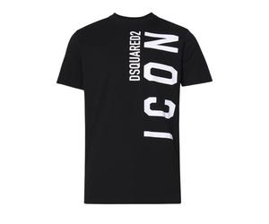 Dsquared2 Mens Black T-shirt Large Icon White Logo Cotton - Size Medium