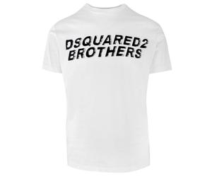 Dsquared2 Mens Brothers Fading Logo White T-Shirt Cotton - Size X-Large