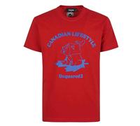 Dsquared2 Mens Canadian Lifestyle Bear Design Red T-shirt Cotton - Size 2XL