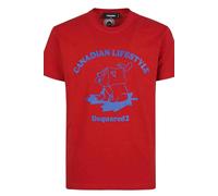 Dsquared2 Men's Canadian Lifestyle Short Sleeve Round T-shirt in Red | Size: Large Dsquared2 Red L