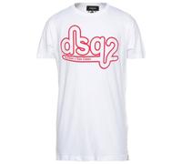 Dsquared2 Mens Cigarette Fit Bubble DSQ2 Logo White T-Shirt Cotton - Size X-Large