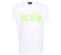 Dsquared2 Men's Cool Fit Green Blur Icon Logo White T-Shirt | Size: XL Dsquared2 White XL