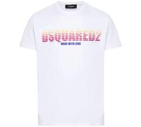 Dsquared2 Mens Cool Fit Made With Love Logo White T-Shirt Cotton - Size Large
